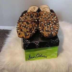 Slide in loafers with a little chunk heel